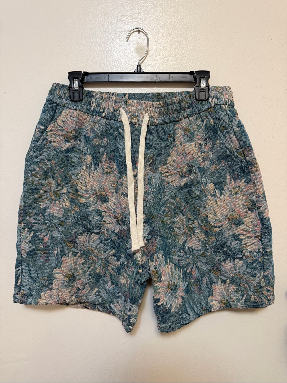 Floral Teal Drawstring Casual Shorts